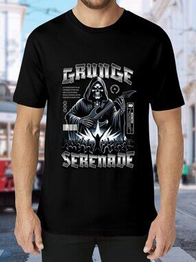 Grunge Serenade Graphic Tee - Black